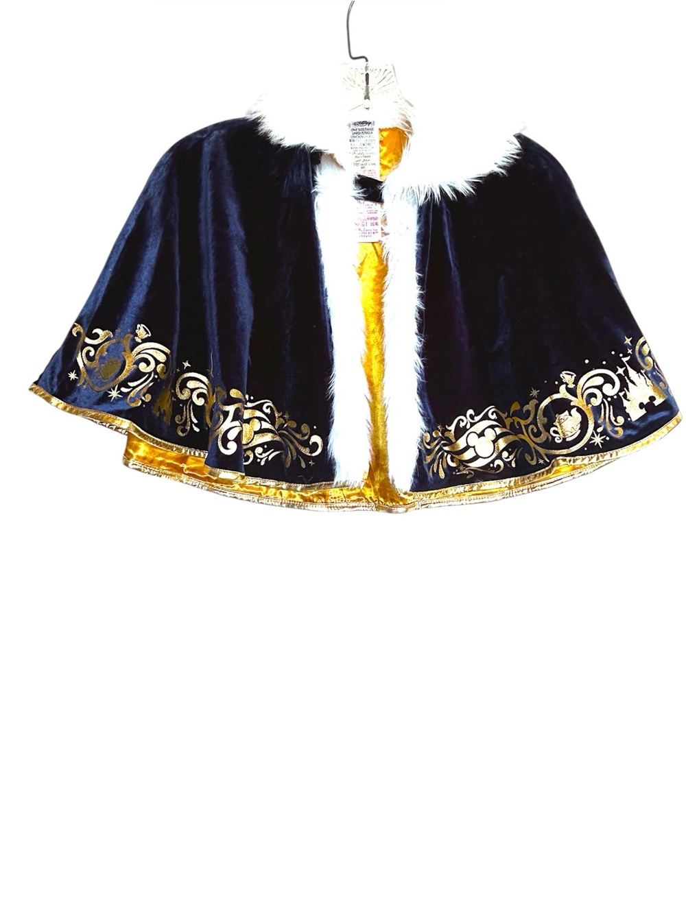 Disney Beauty & Beast Royal Court Tea Velvet Cape w/Gold Trim & White Faux Fur